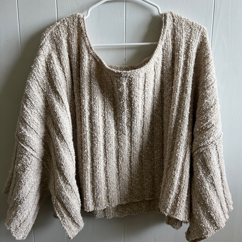 We the free oversized cropped neutral cream sweater